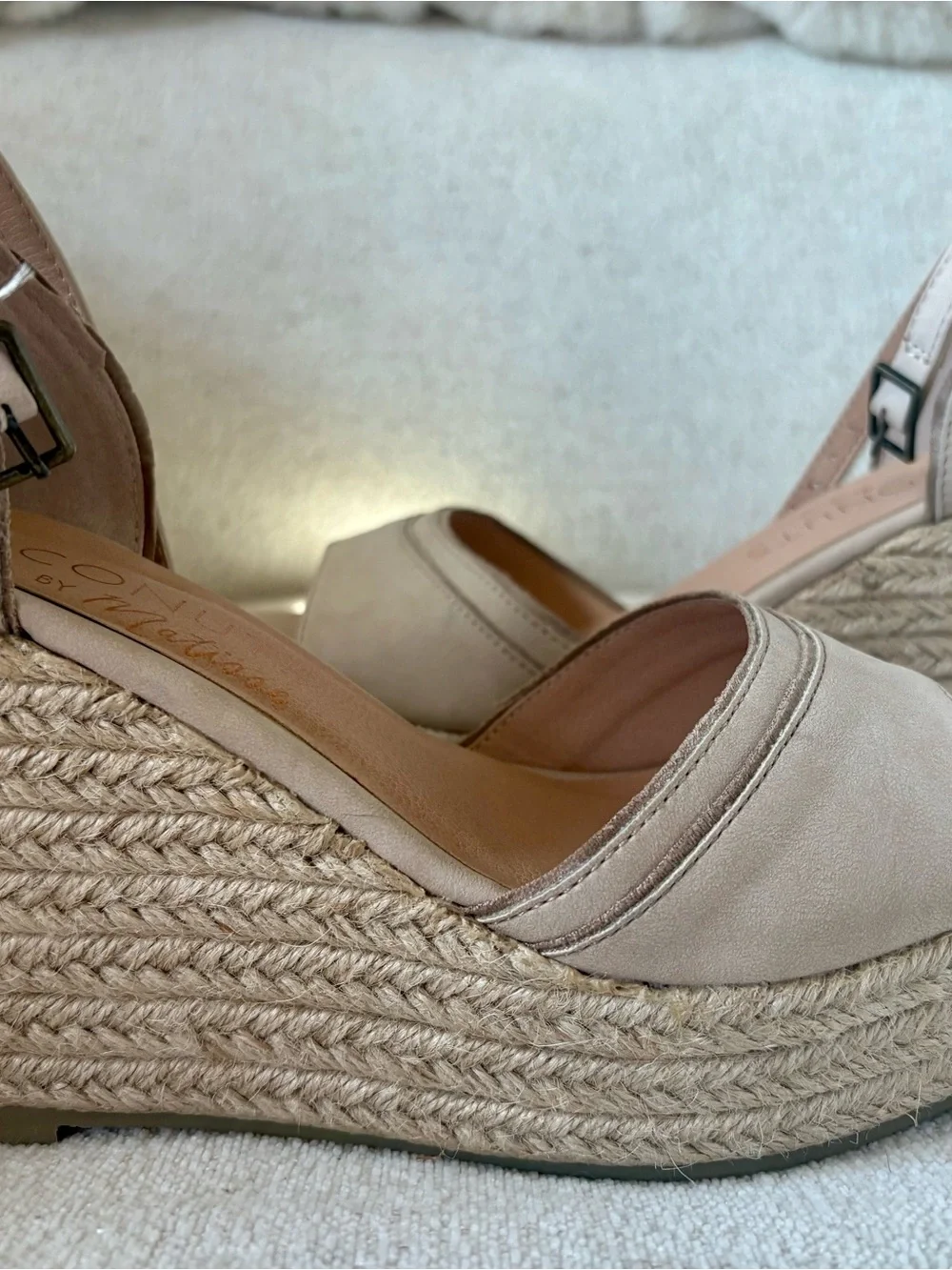 Coconuts by Matisse Nude Blush Espadrille Wedge Sandals with Ankle Strap